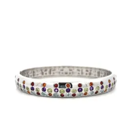 Sterling Silver Multi Gemstone Bangle Bracelet by Samuel B.