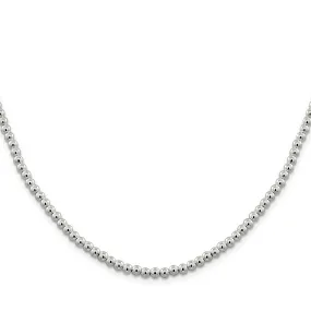 Sterling Silver Necklace Beaded Box Chain 4MM