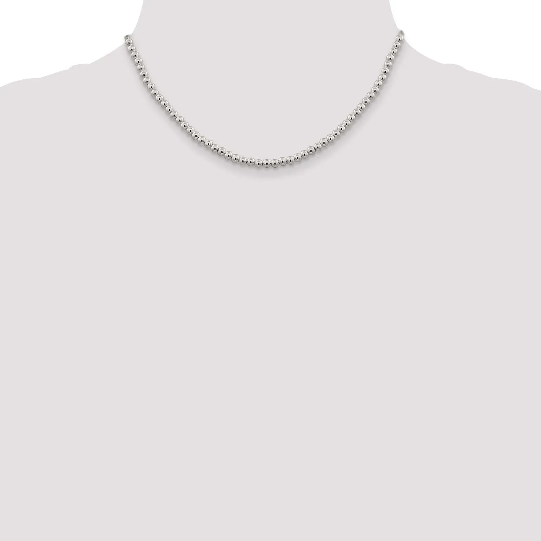 Sterling Silver Necklace Beaded Box Chain 4MM