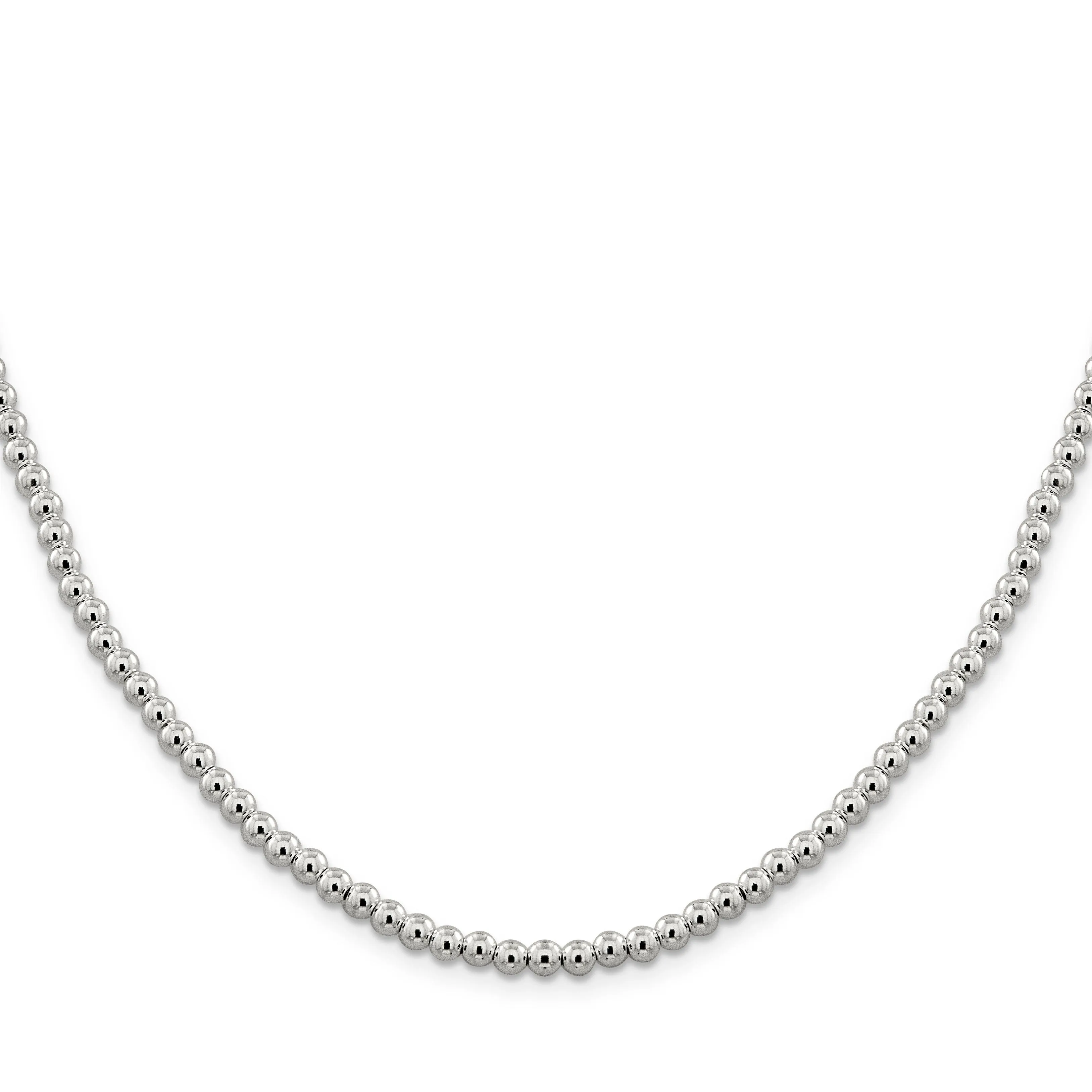 Sterling Silver Necklace Beaded Box Chain 4MM