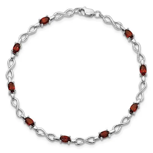 Sterling Silver Oval Gemstone with Infinity Links Bracelets