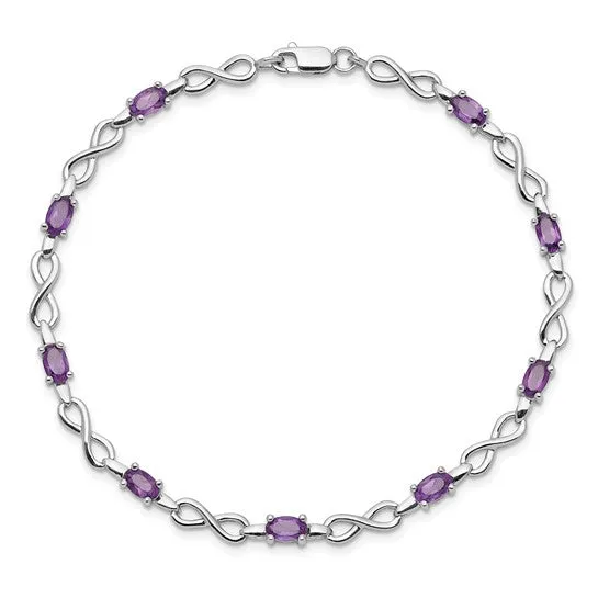 Sterling Silver Oval Gemstone with Infinity Links Bracelets