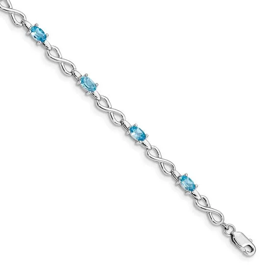 Sterling Silver Oval Gemstone with Infinity Links Bracelets