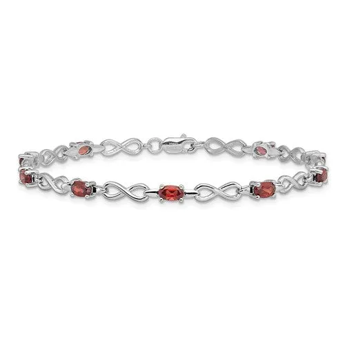 Sterling Silver Oval Gemstone with Infinity Links Bracelets