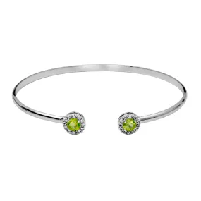 Sterling Silver Peridot & White Topaz Halo Cuff Bracelet by Samuel B.