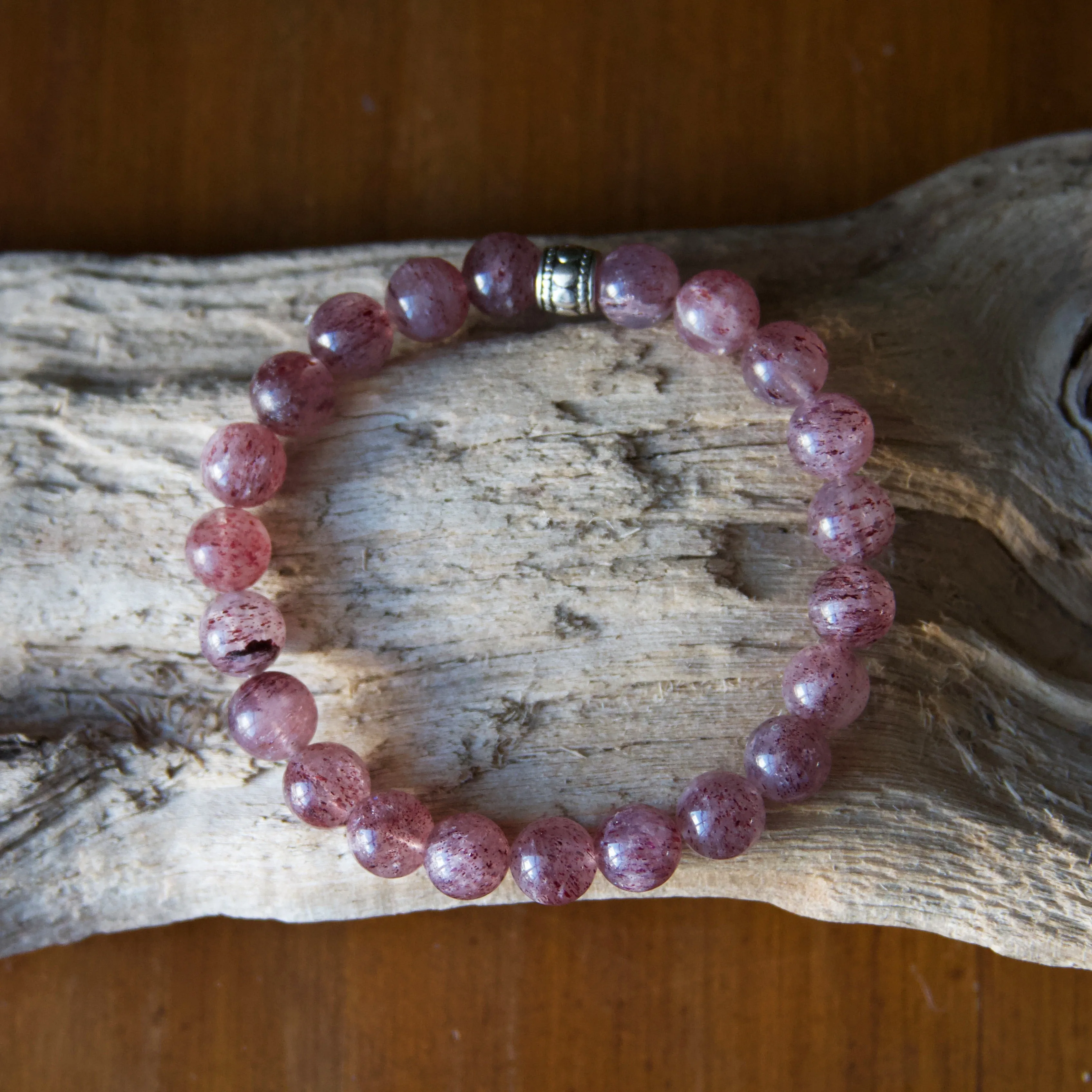 Strawberry Quartz Beaded Stretch Bracelet