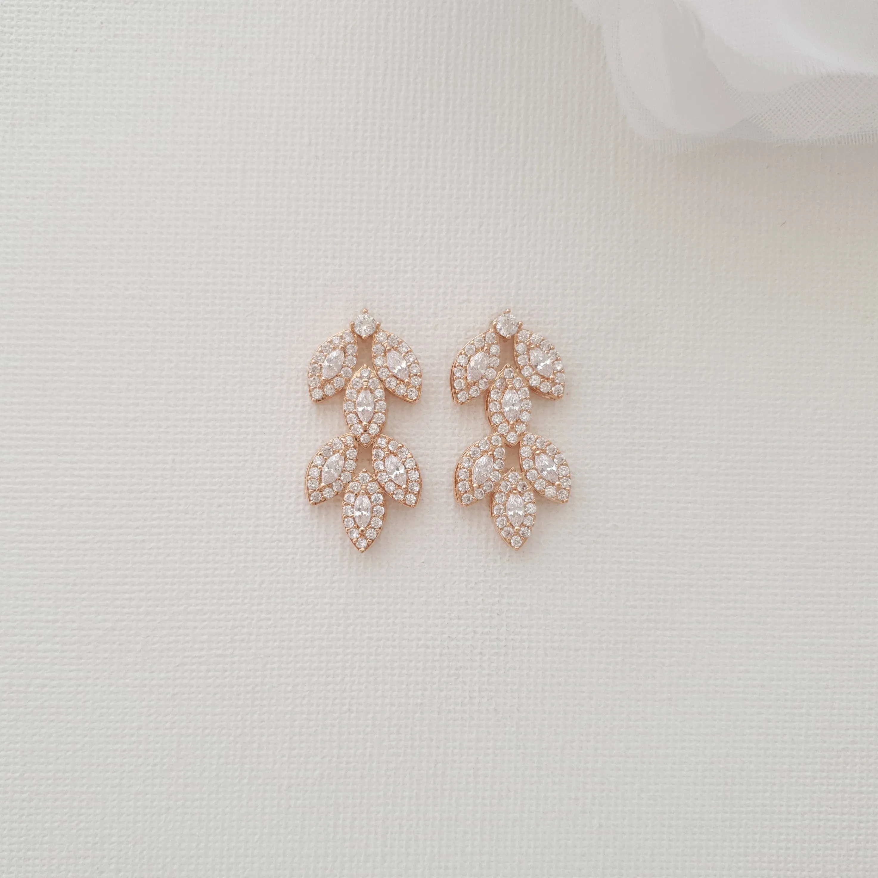 Stud Earrings and Bracelet Set In Rose Gold-Abby