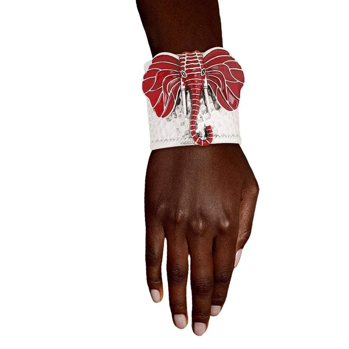 Stunning Red Elephant Head Cuff Bracelet – Must-Have Accessory