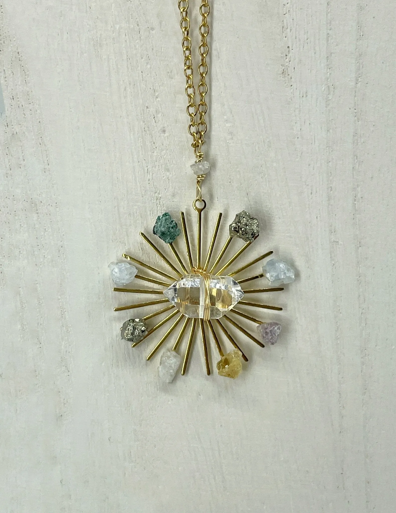 Sunburst Crystal Grid Necklace