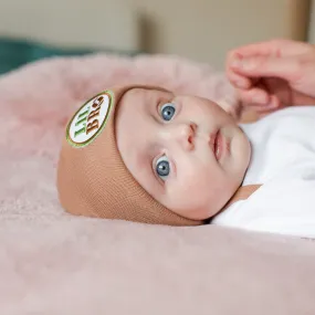 Tan Little Bro Football Newborn Boy Hospital Hat