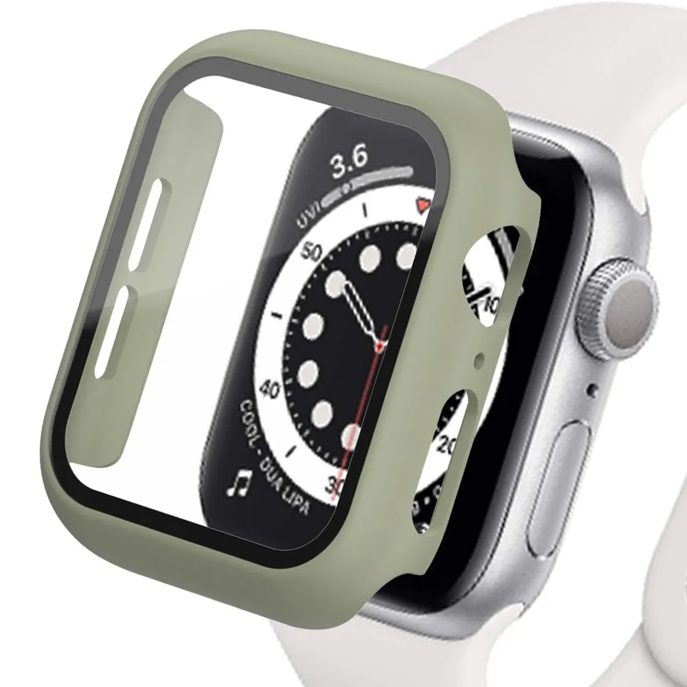 Tempered Glass Matte Watch Cover  for Apple Watch Case 44mm 40mm 42mm 38mm  Bumper Screen Protector for Iwatch SE 6 5 4 3 2 1