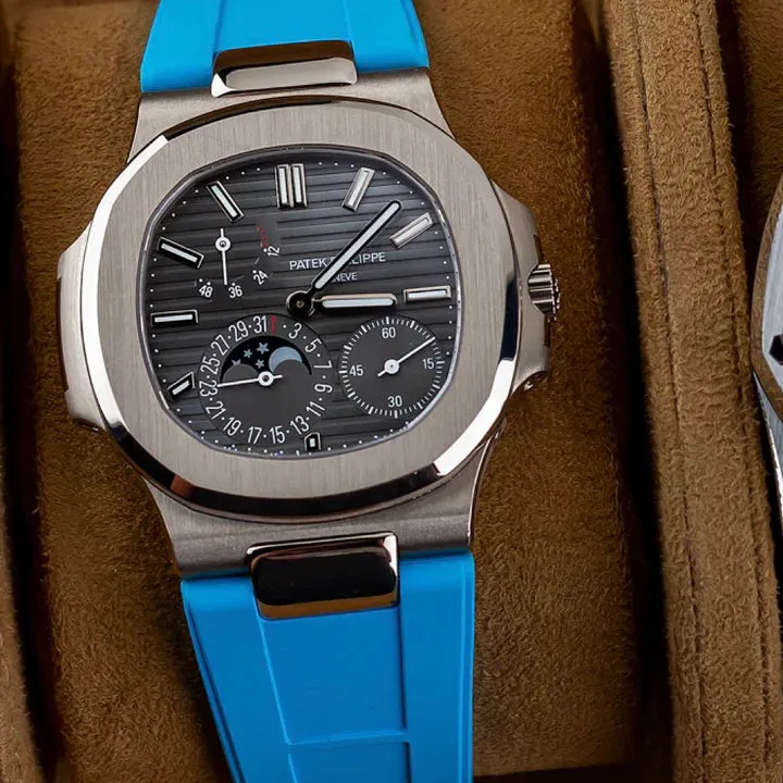 Tempomat -FKM Vulcanized Blue Marbella Rubber Strap for Patek Nautilus