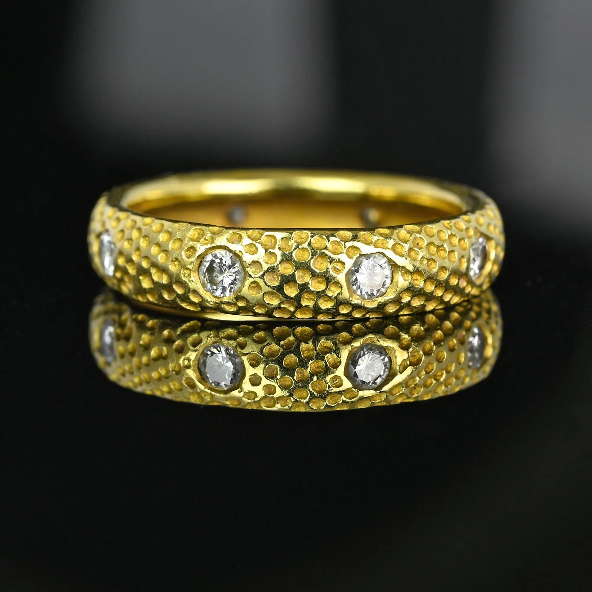 Textured 18K Gold .65 CTW Diamond Eternity Ring Band