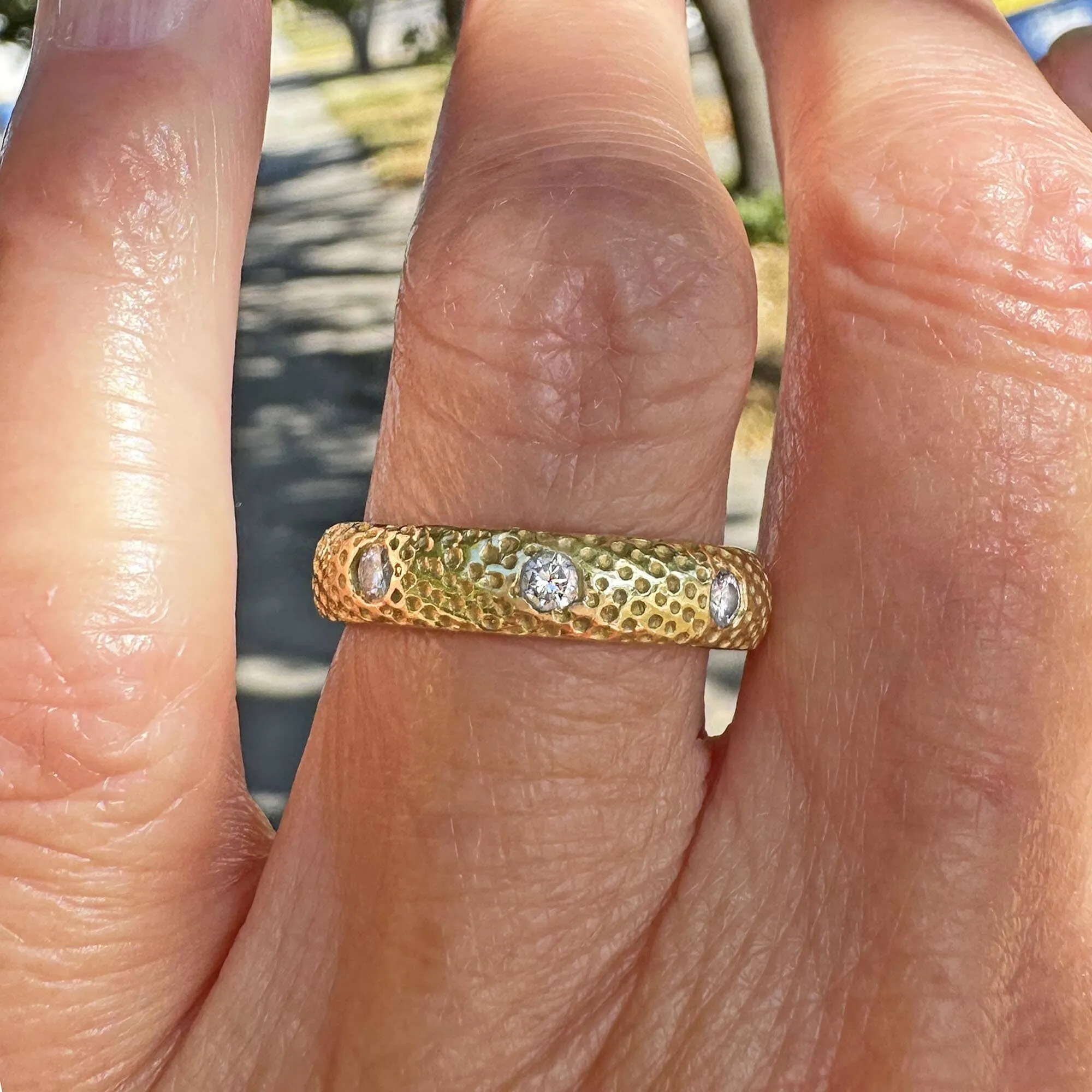 Textured 18K Gold .65 CTW Diamond Eternity Ring Band