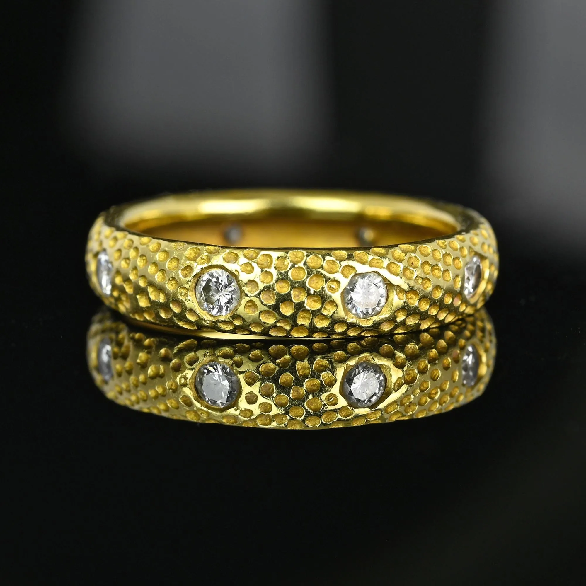 Textured 18K Gold .65 CTW Diamond Eternity Ring Band