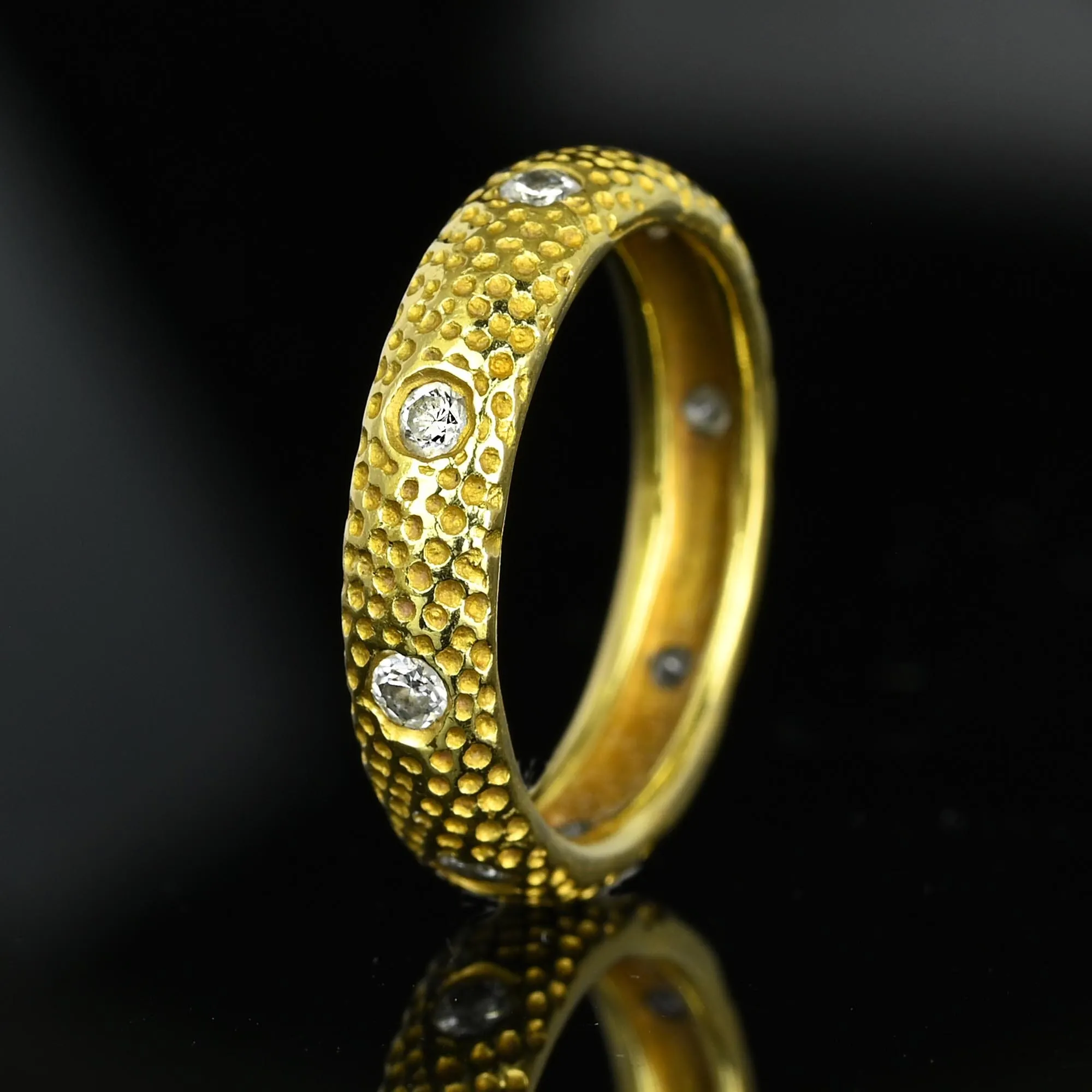 Textured 18K Gold .65 CTW Diamond Eternity Ring Band