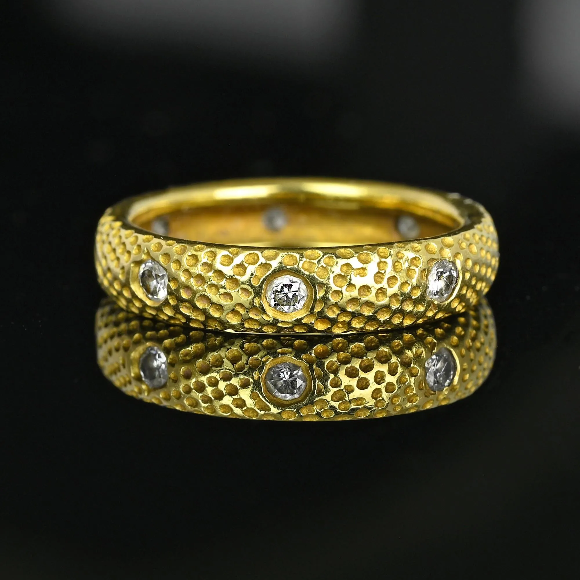 Textured 18K Gold .65 CTW Diamond Eternity Ring Band