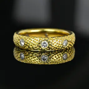 Textured 18K Gold .65 CTW Diamond Eternity Ring Band