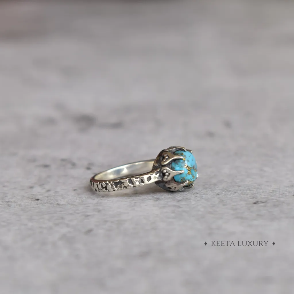 Textured Azure - Copper Turquoise Ring