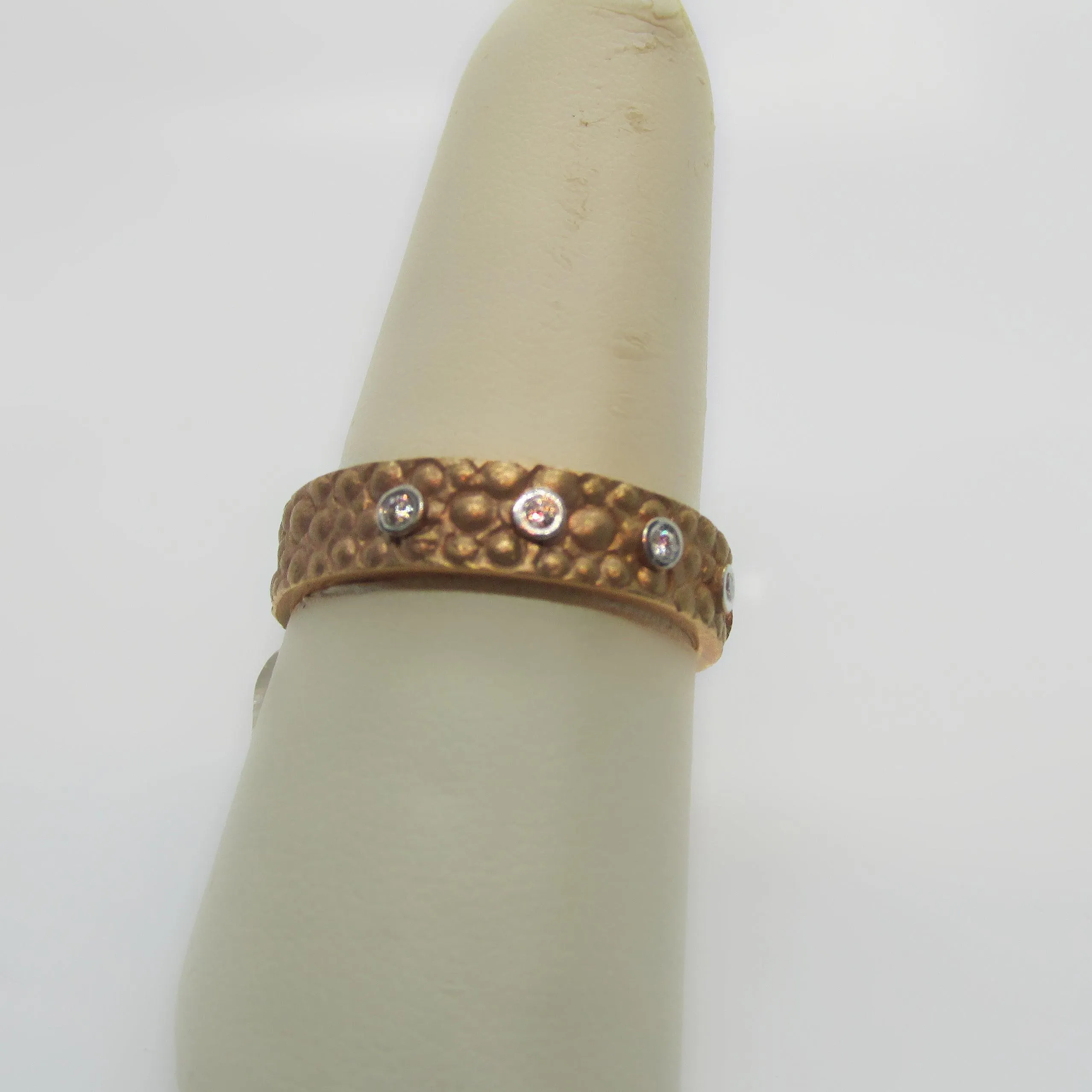 Textured Gold Band With 5 Diamonds