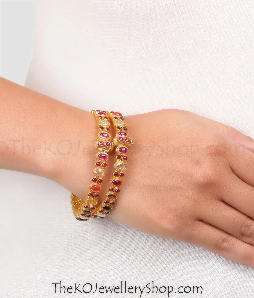 The Navarathnalu Silver Gemstone Openable Bracelet(Size/2.2/2.4/2.6/2.8)