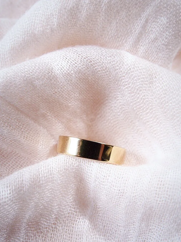 Thick Gold Flat Band Ring - Haloa