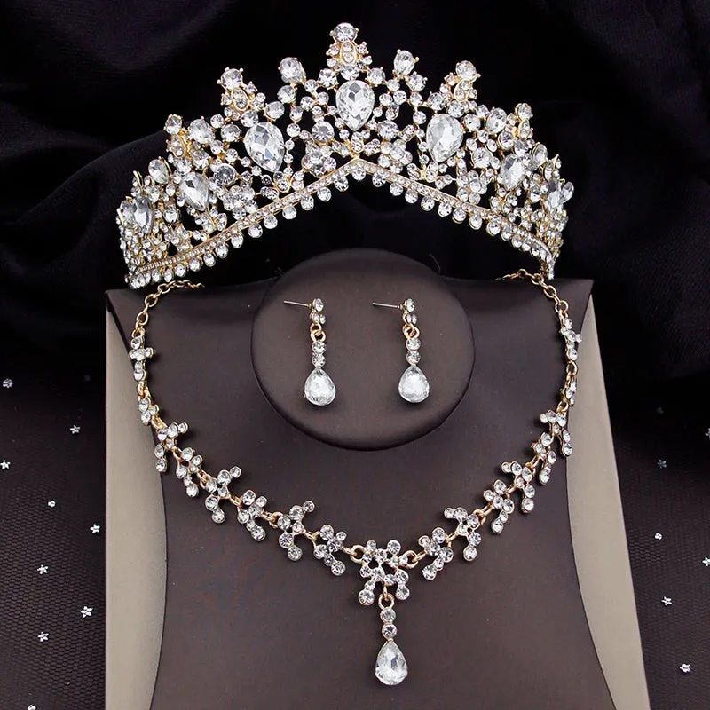 Tiara Crown Necklace Earring Wedding  Party Jewelry Sets Costume Accessories