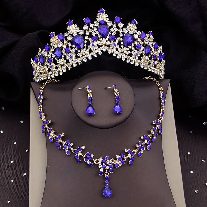 Tiara Crown Necklace Earring Wedding  Party Jewelry Sets Costume Accessories