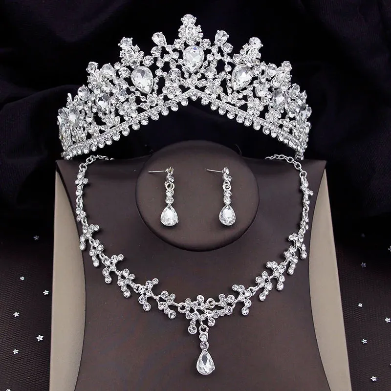 Tiara Crown Necklace Earring Wedding  Party Jewelry Sets Costume Accessories