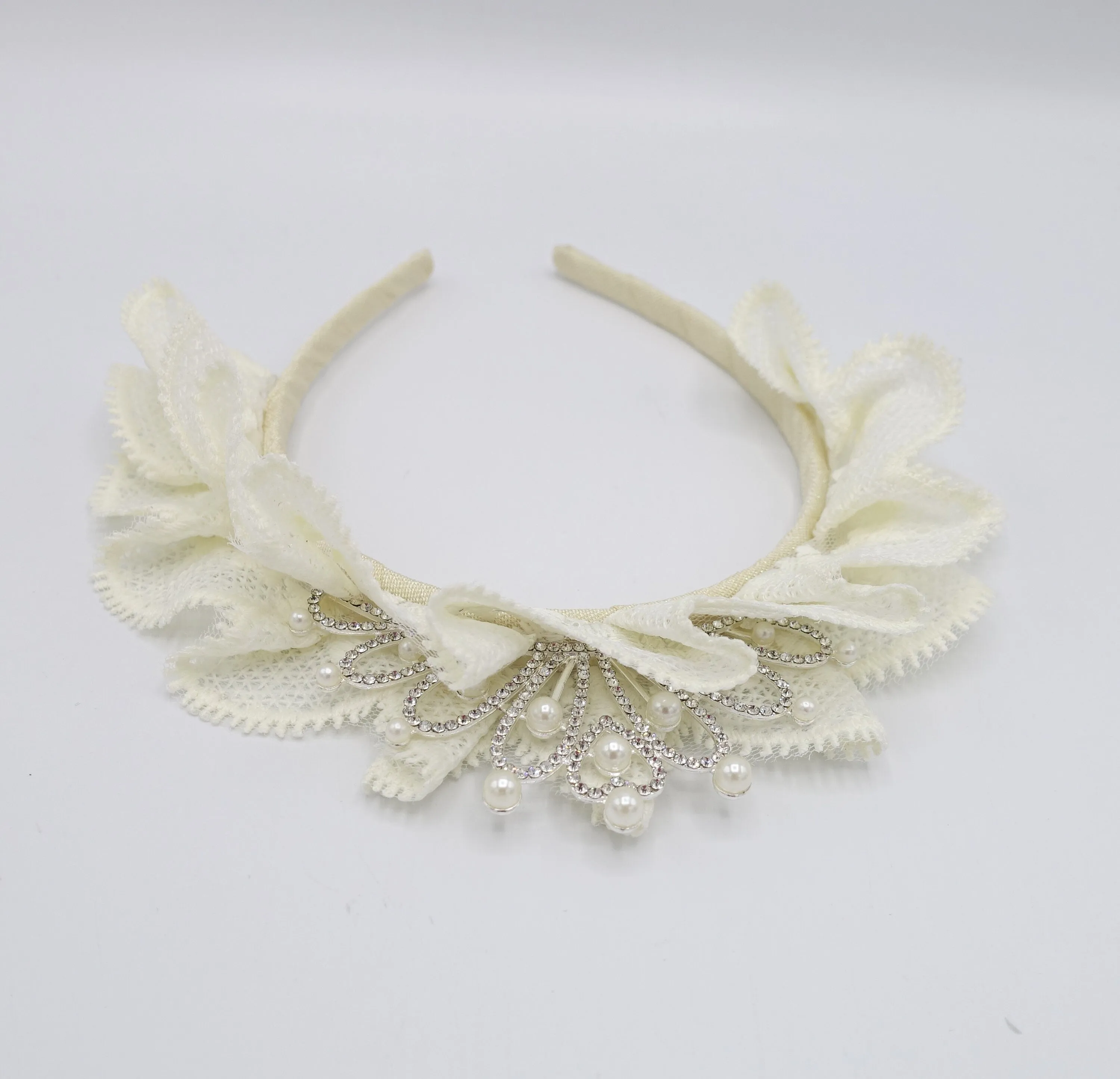 tiara ruffle lace headband for kids and girls