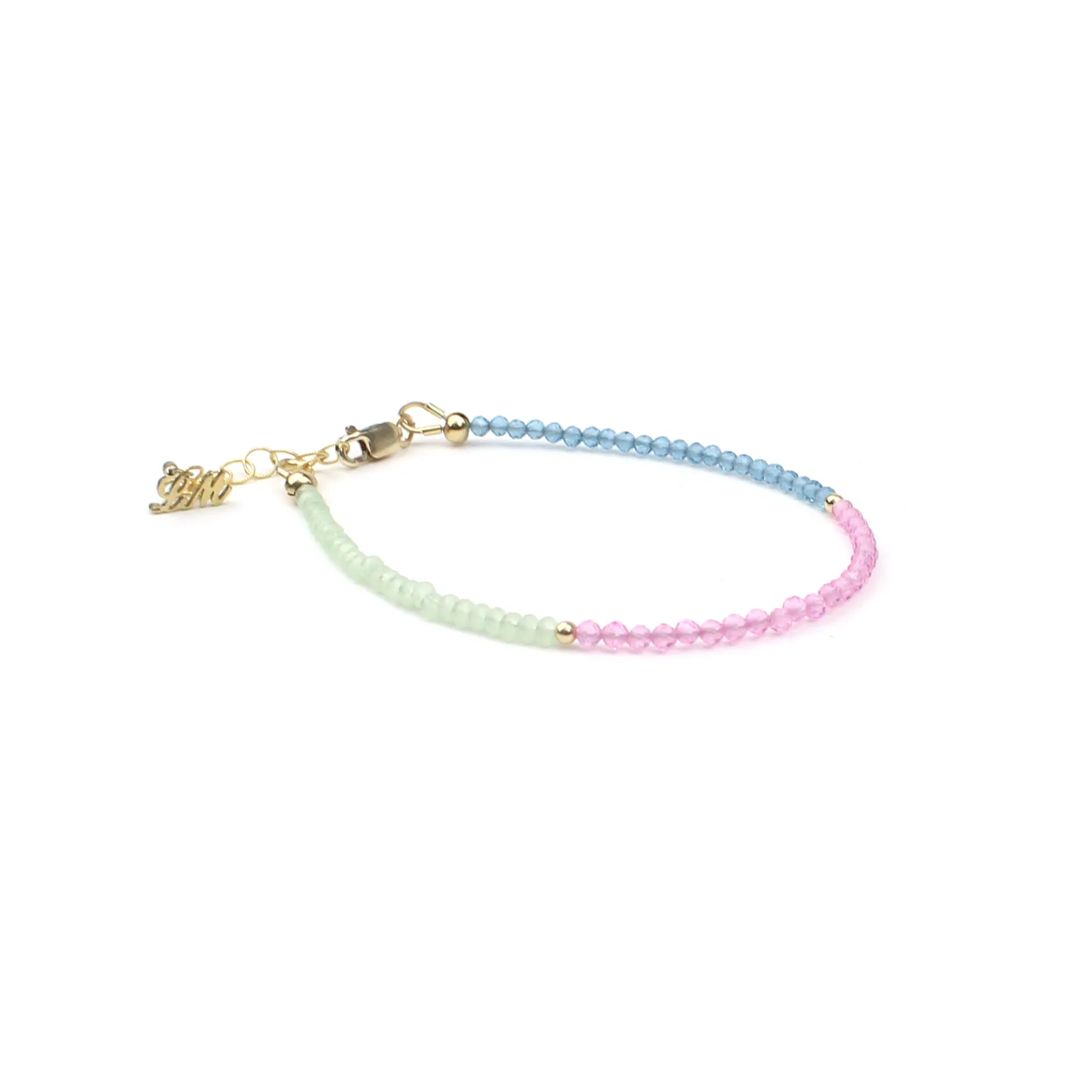 Tiny Blue Topaz & Pink Chalcedony & Green Chalcedony Bracelet