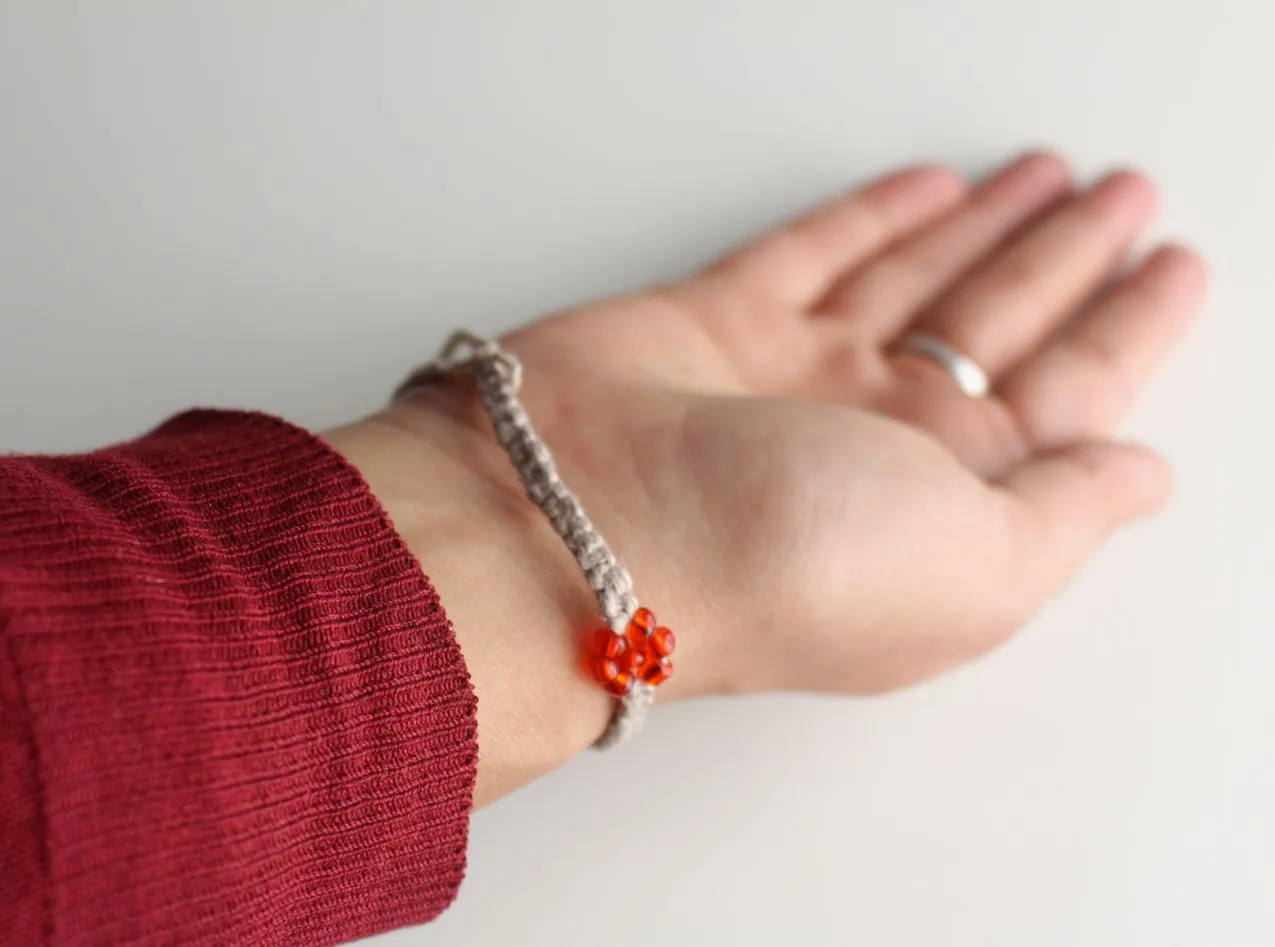 Tricolor Glass Beads Hemp Bracelet