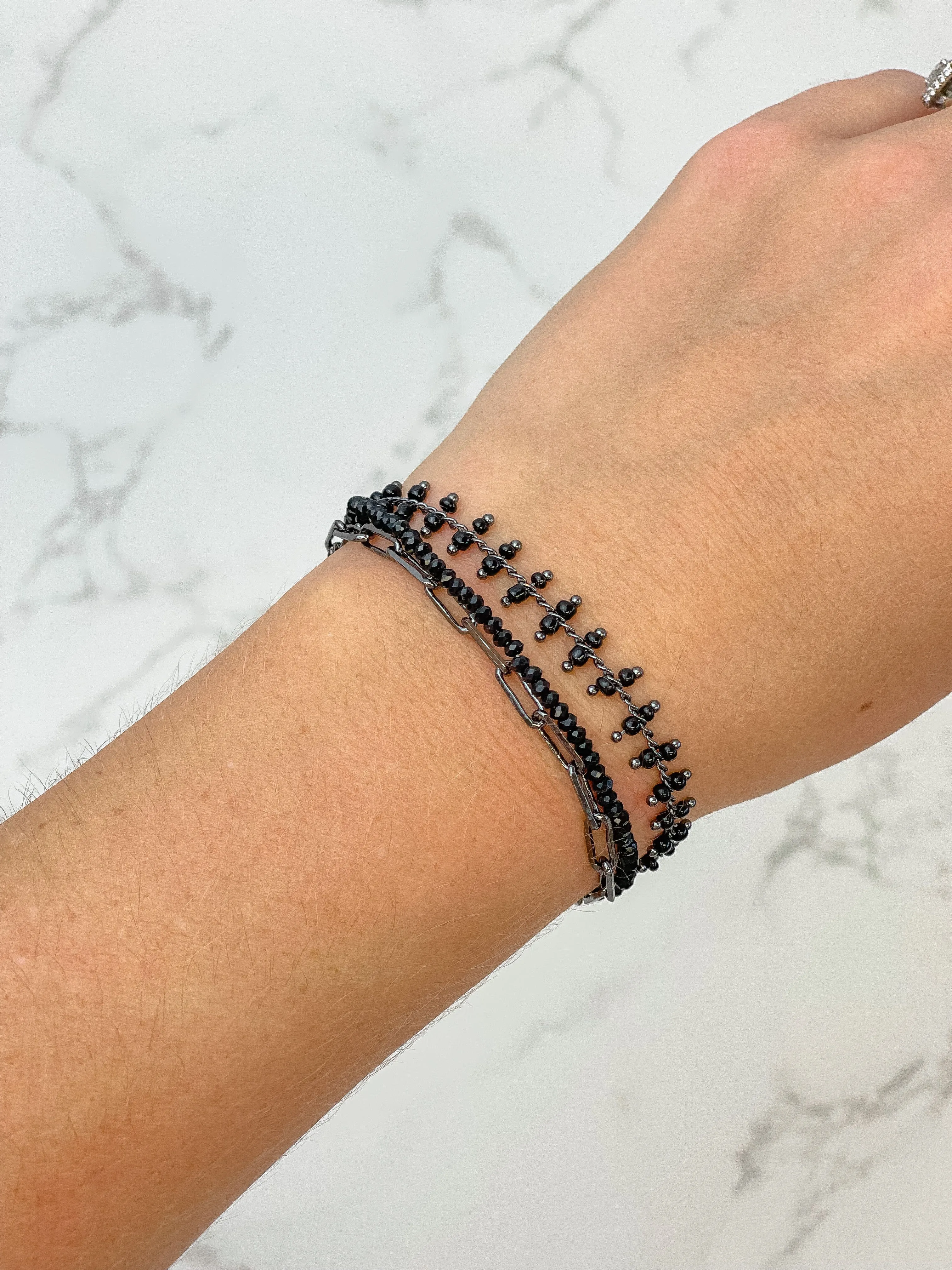 Triple Strand Link Magnetic Bracelet - Gunmetal