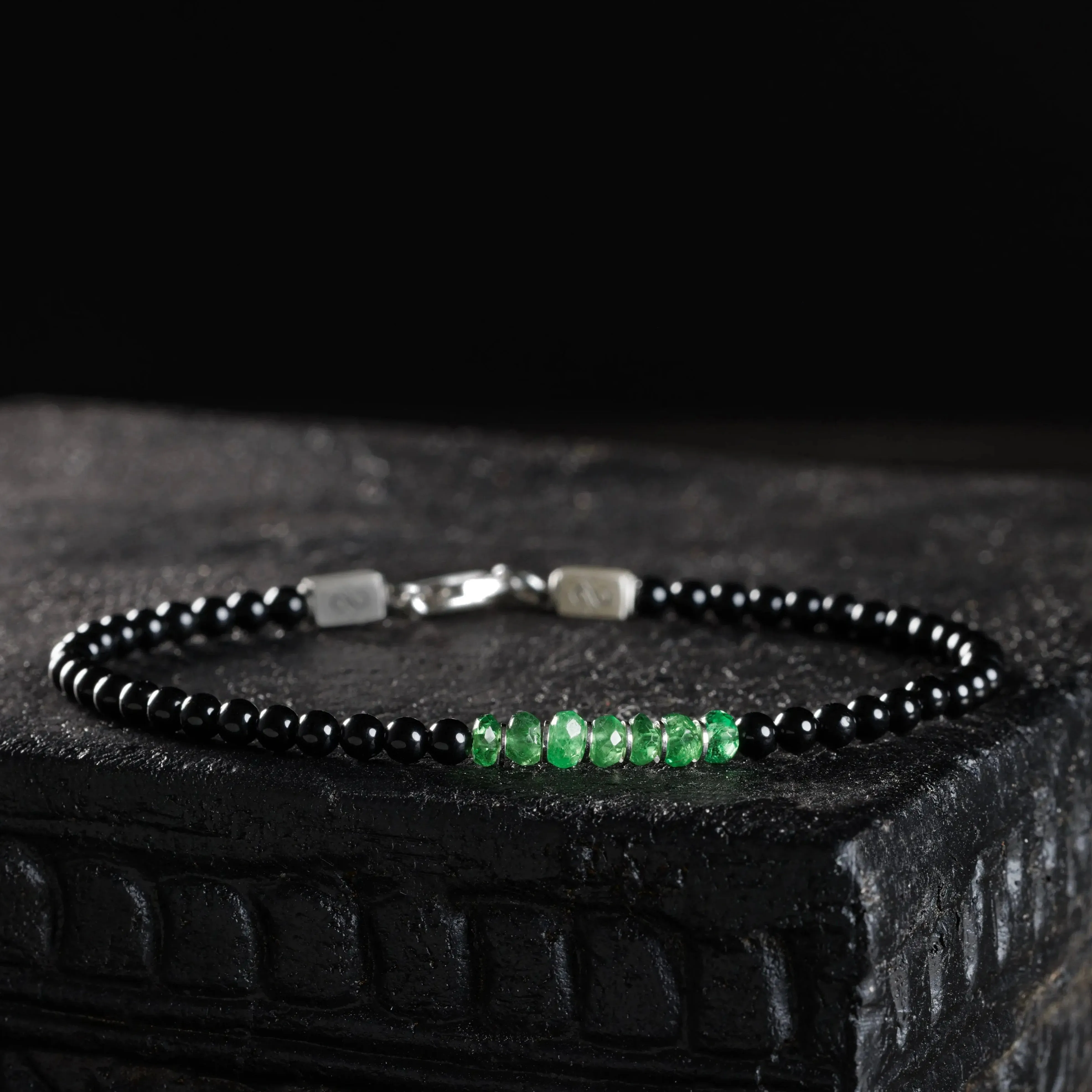 Tsavorite Garnet - Black Tourmaline Bracelet I (3-4mm)