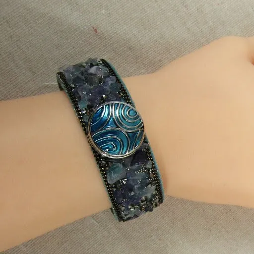 Turquoise & Crystal Fashion Leather Bracelet