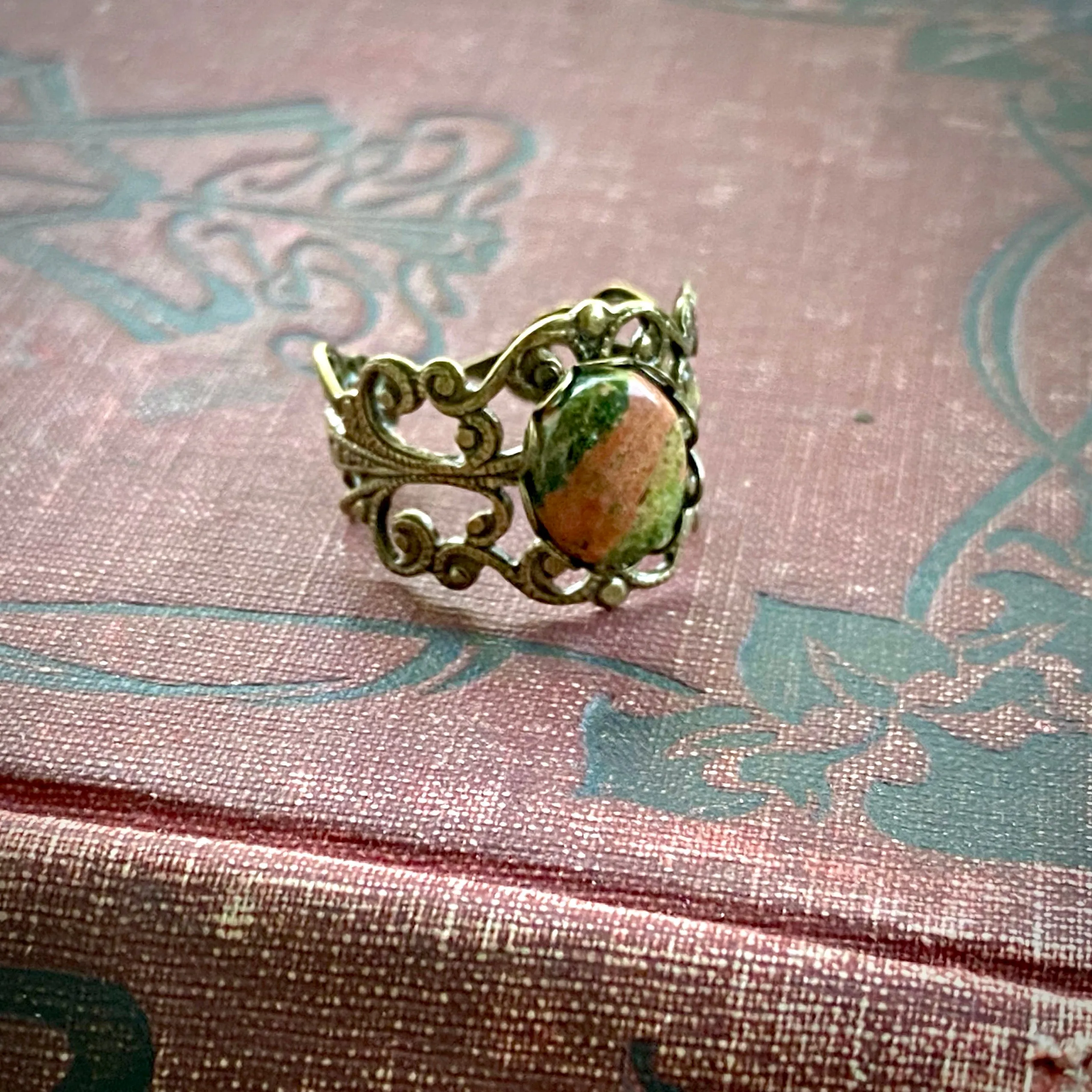 Unakite and Brass Ring