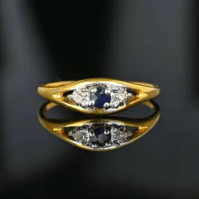 Vintage 10K Gold Diamond Accent Sapphire Ring