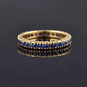 Vintage 14K Gold Sapphire Full Eternity Ring, Sz 7.5