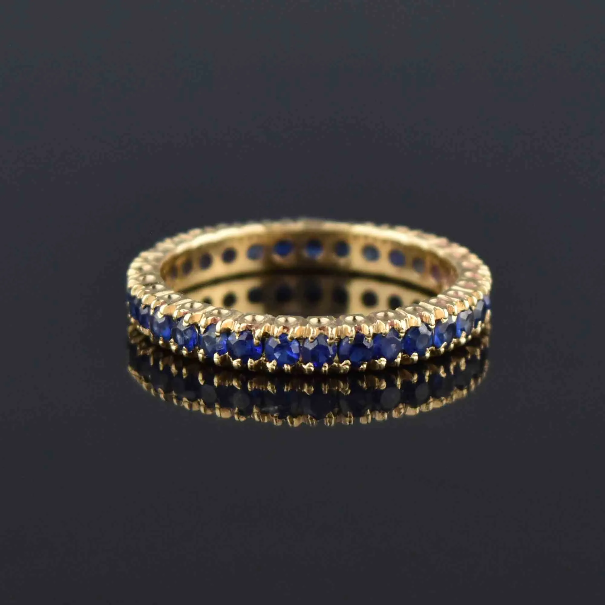 Vintage 14K Gold Sapphire Full Eternity Ring, Sz 7.5