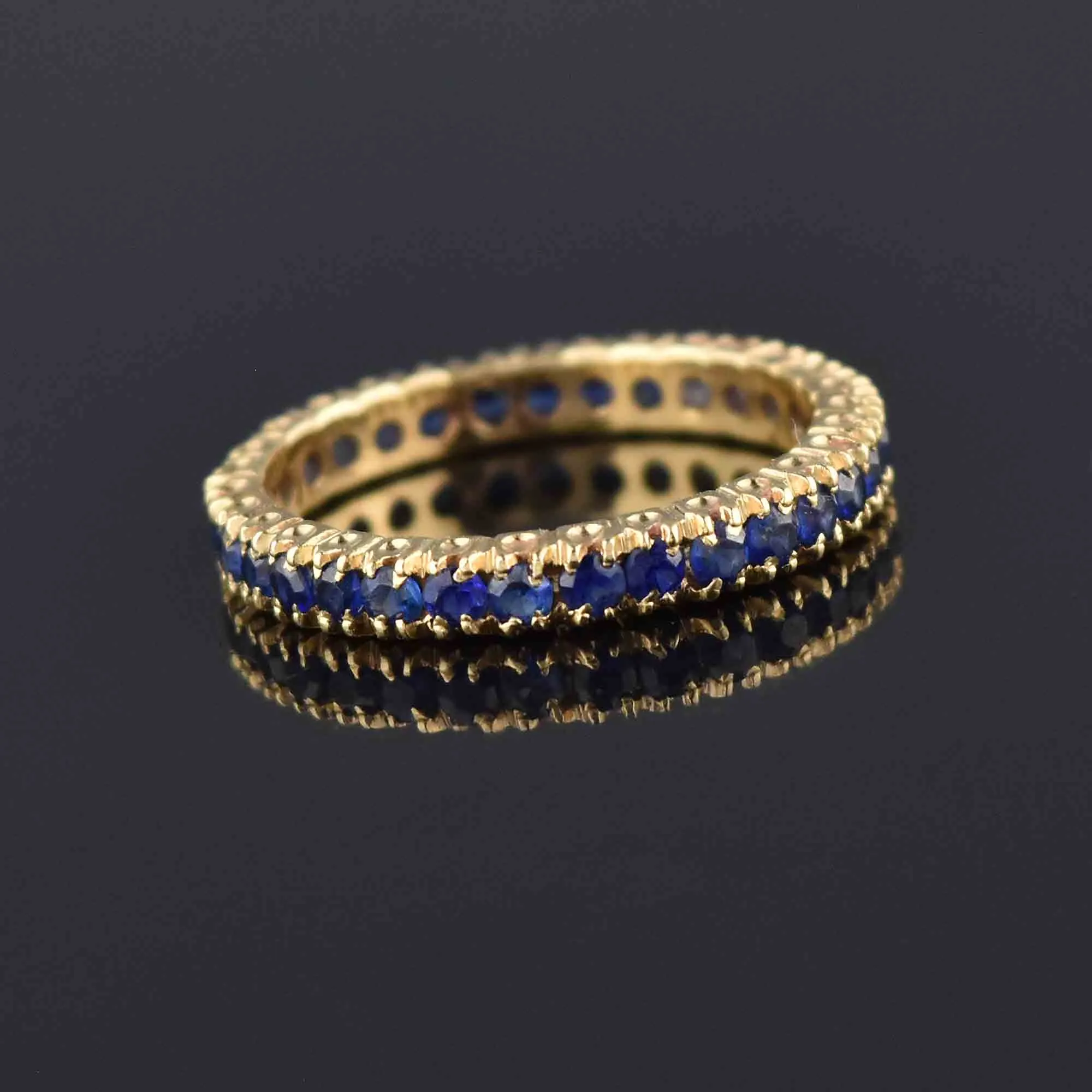 Vintage 14K Gold Sapphire Full Eternity Ring, Sz 7.5