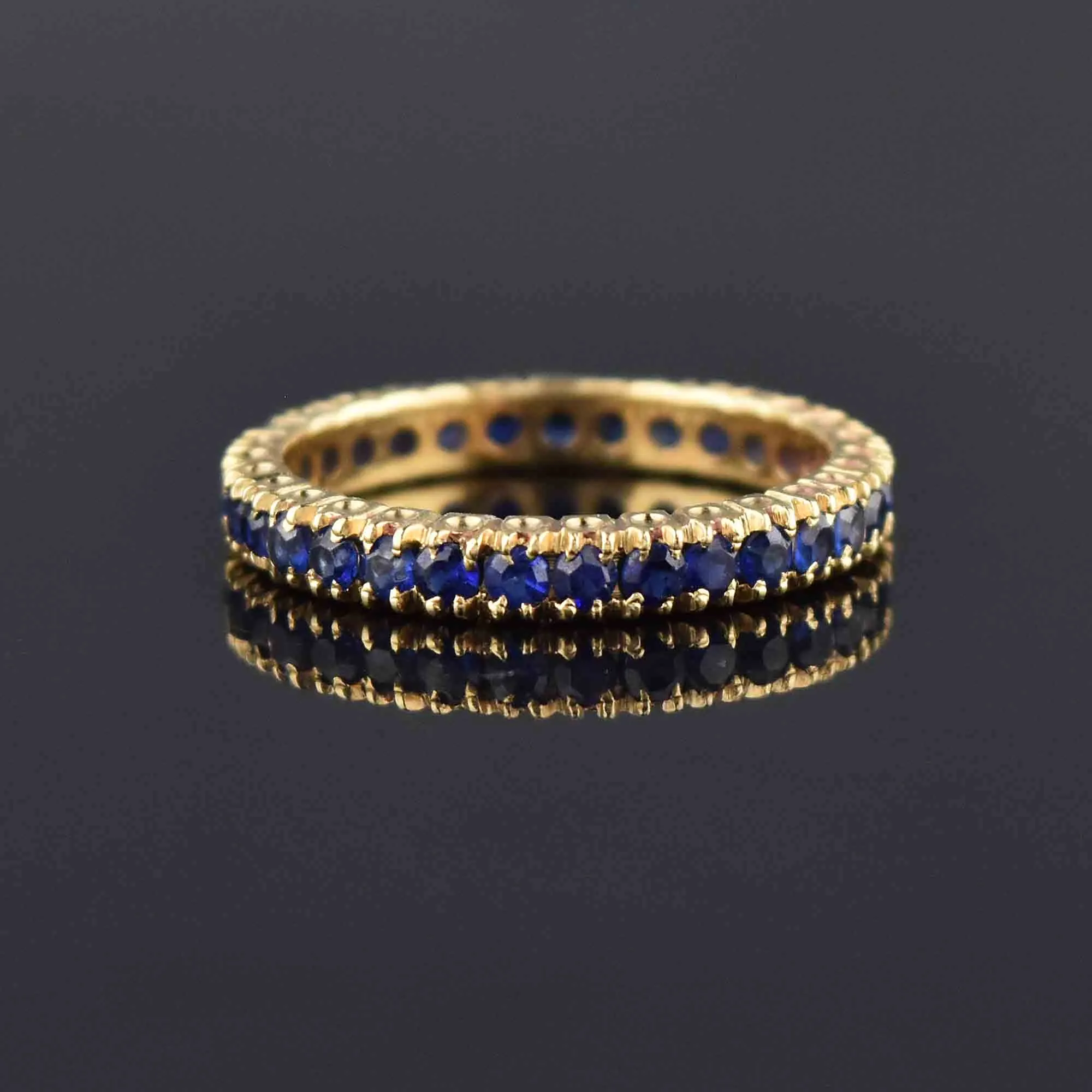 Vintage 14K Gold Sapphire Full Eternity Ring, Sz 7.5