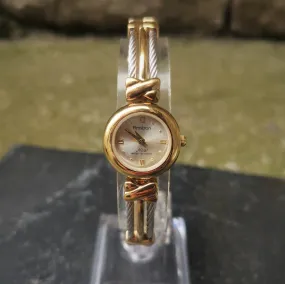 Vintage Armitron "NOW" Gold Plated Women's Quartz Watch // With Unique Steel Cable Strap