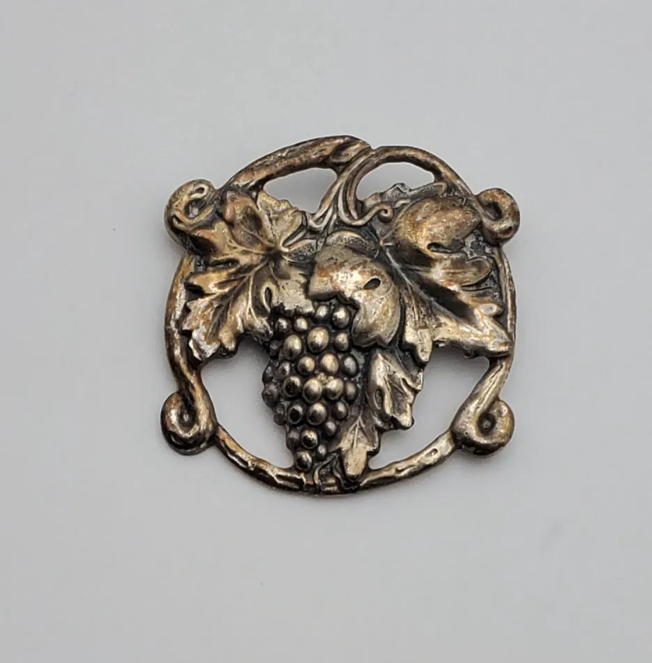 Vintage Art Nouveau Sterling Silver Grapevine Brooch - MISSING PIN