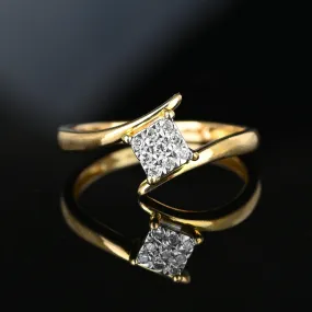 Vintage English Gold Diamond Bypass Ring