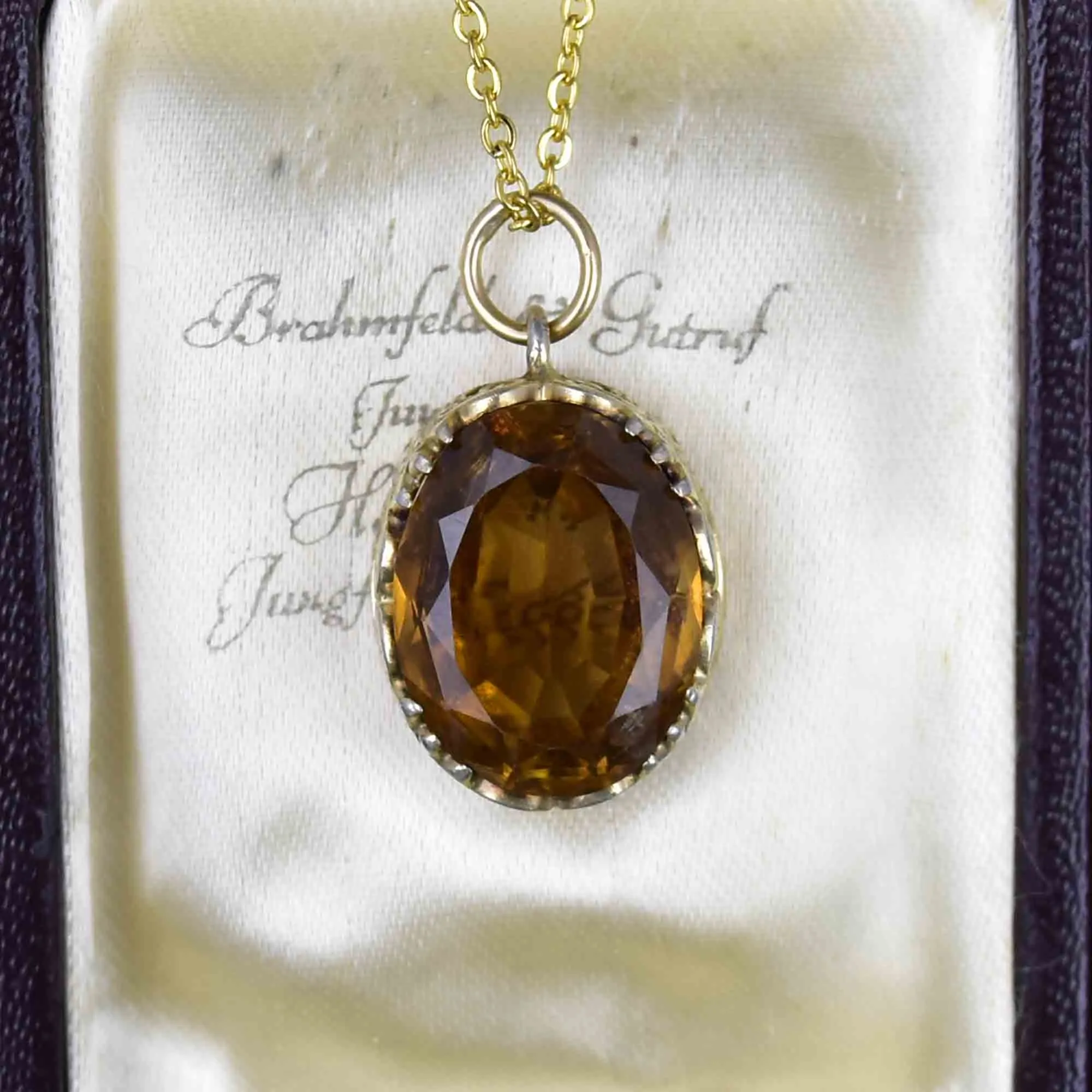 Vintage Ornate Scroll 10 CTW Citrine Pendant Necklace