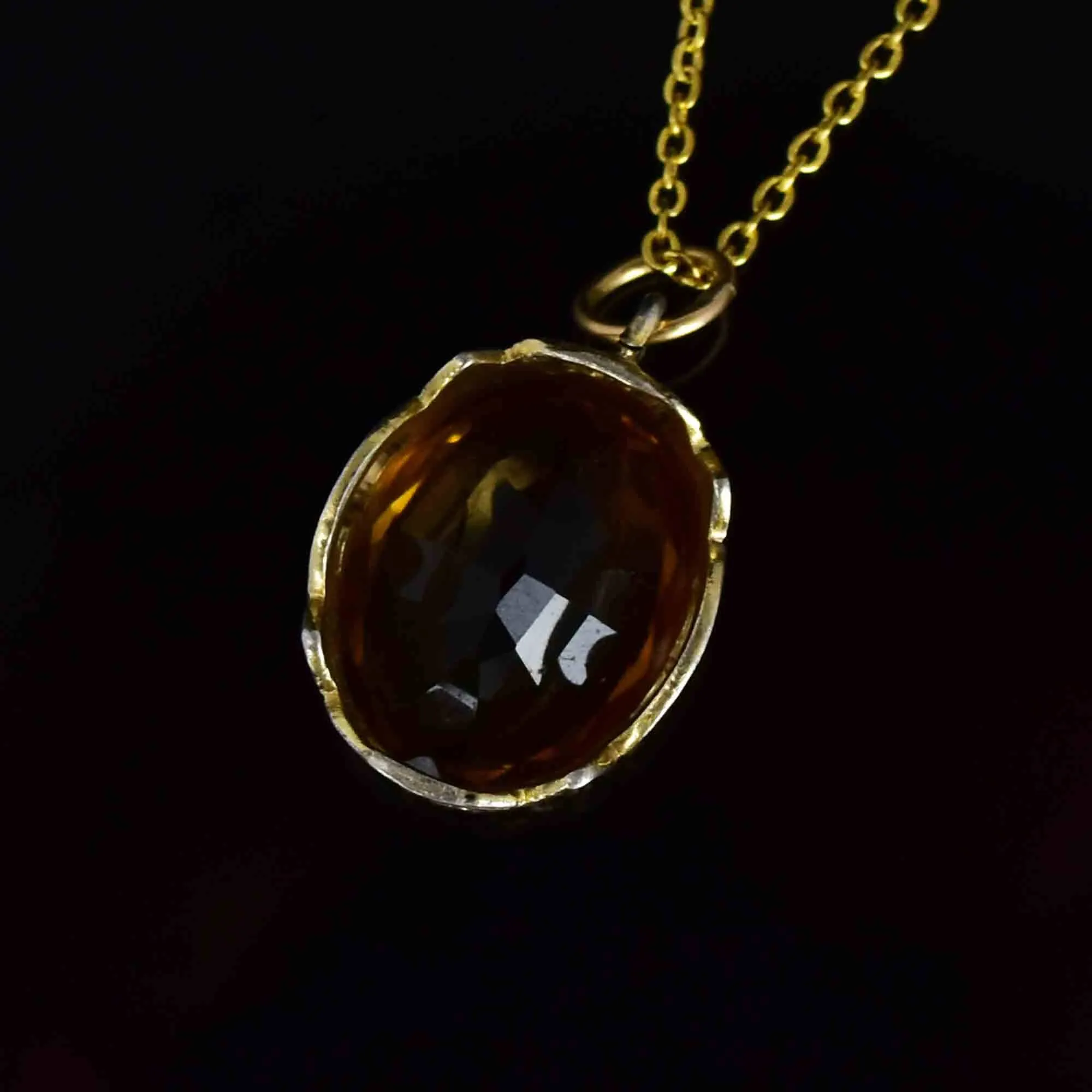 Vintage Ornate Scroll 10 CTW Citrine Pendant Necklace