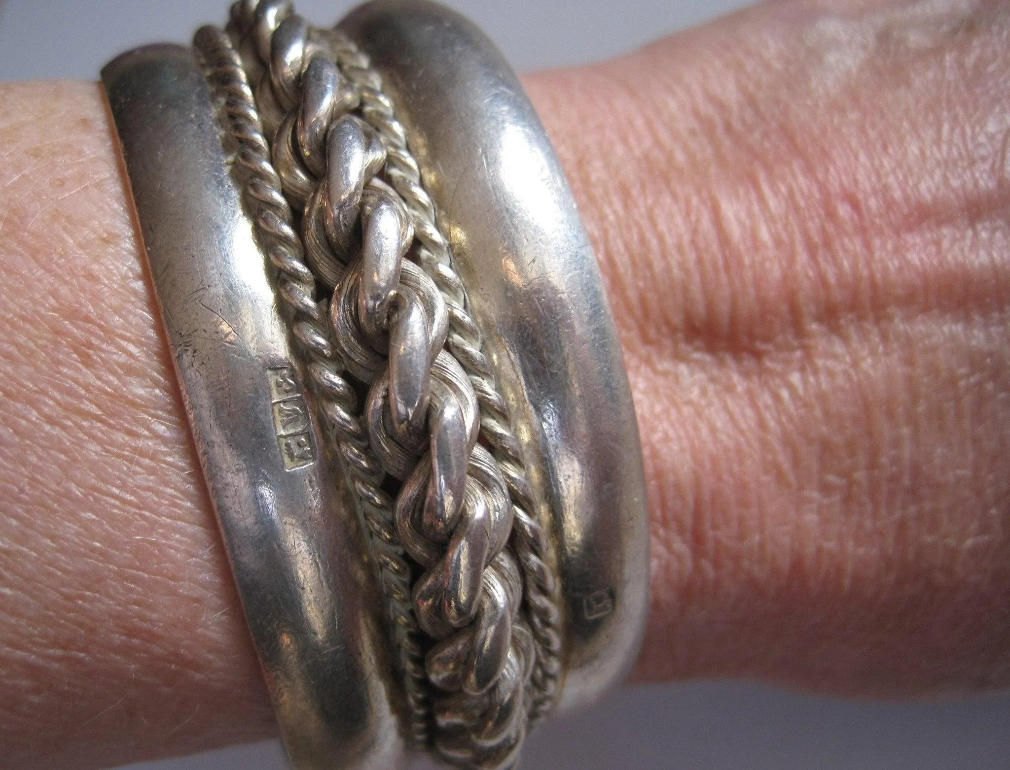 Vintage Sinai Bracelet 800 Bedouin Silver Cuff Bracelet with Tughra