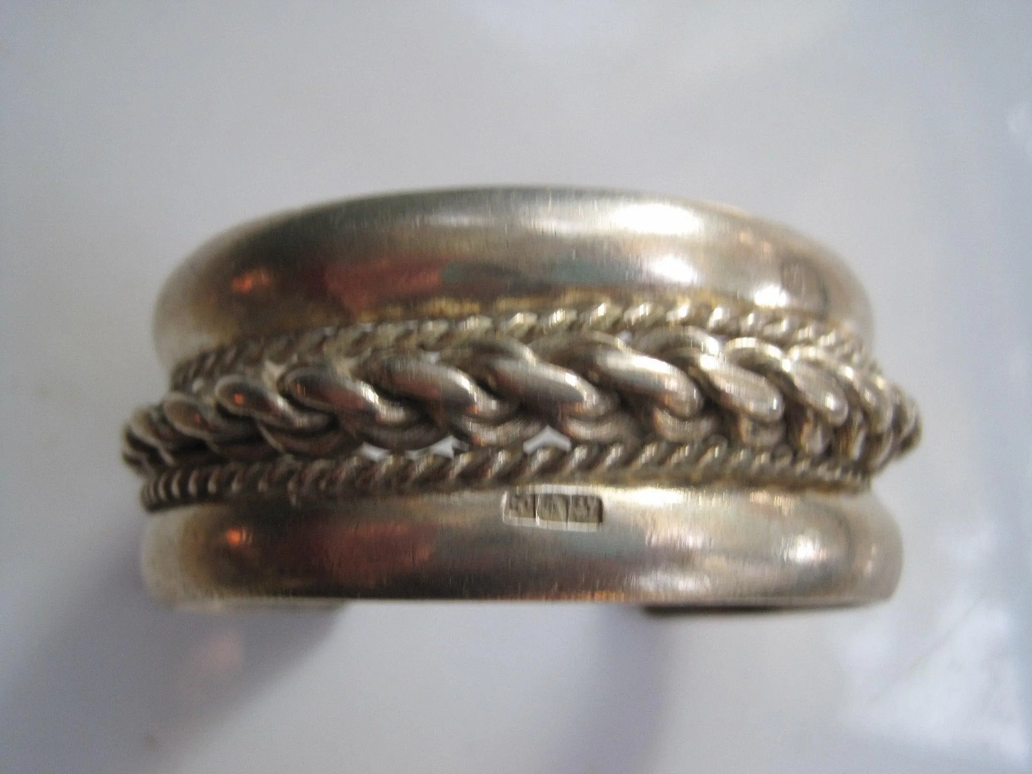 Vintage Sinai Bracelet 800 Bedouin Silver Cuff Bracelet with Tughra