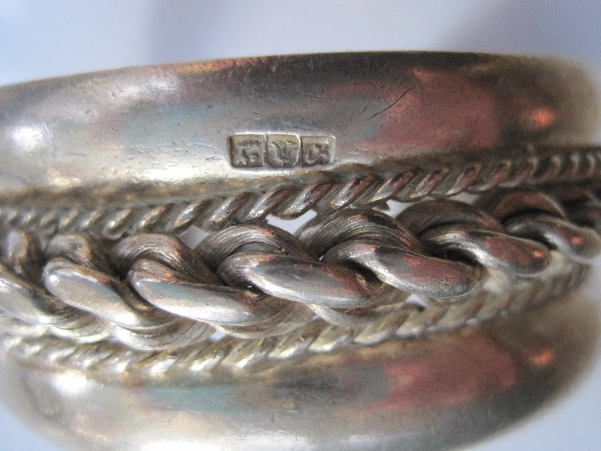 Vintage Sinai Bracelet 800 Bedouin Silver Cuff Bracelet with Tughra