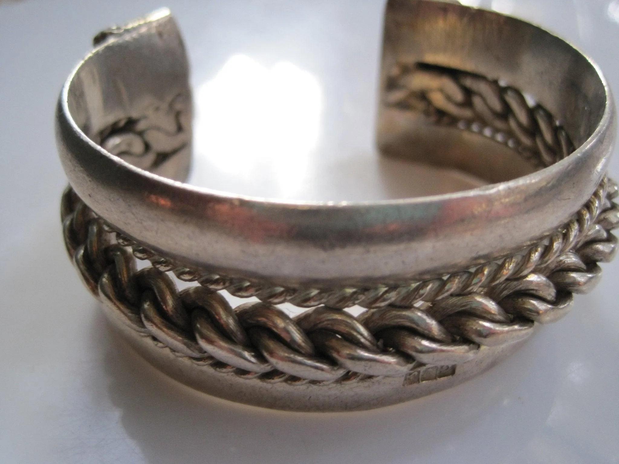 Vintage Sinai Bracelet 800 Bedouin Silver Cuff Bracelet with Tughra